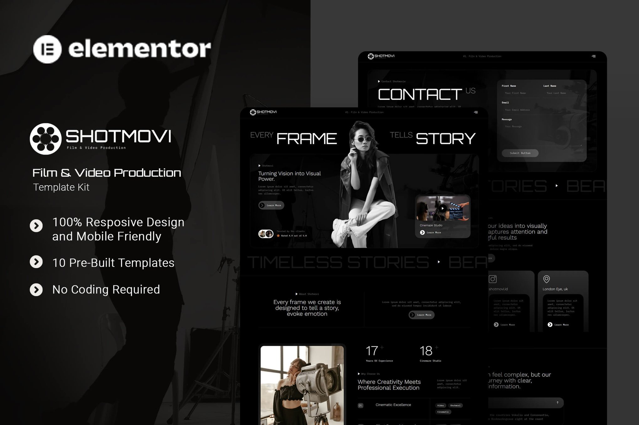 Shotmovi – Film & Video Production Elementor Template Kit