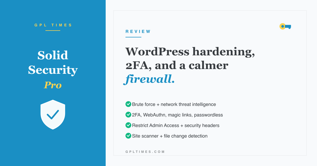 Solid Security Pro: WordPress hardening, 2FA, and a calmer firewall review on GPL Times