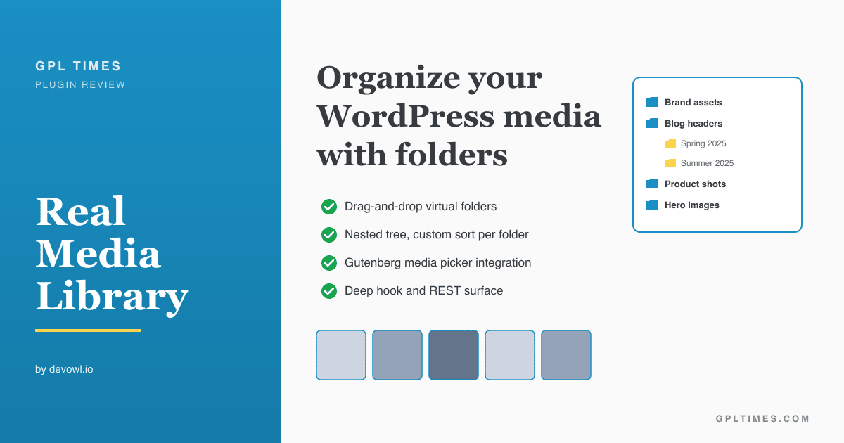Organize the WordPress media library with Real Media Library review on GPL Times