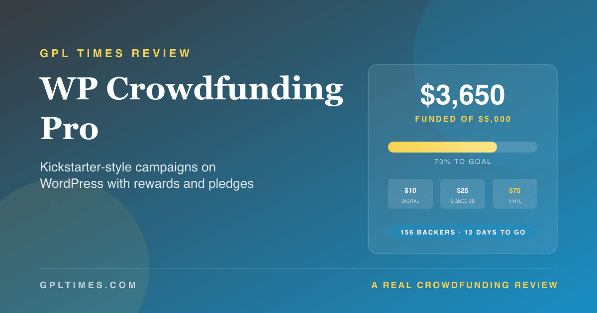 Launch a Kickstarter-style crowdfunding site on WordPress with WP Crowdfunding Pro review on GPL Times