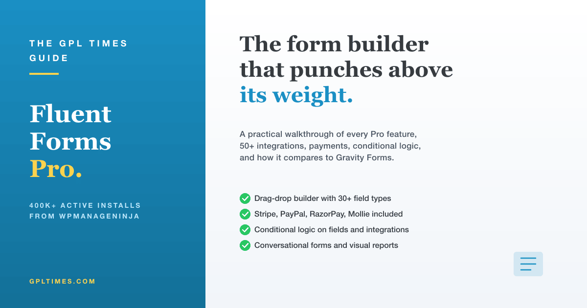 Fluent Forms Pro review: the modern WordPress form builder that punches above its weight review on GPL Times