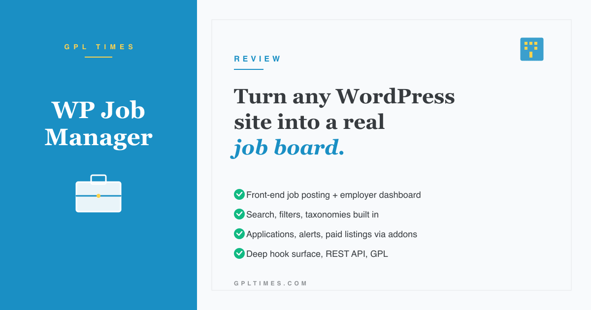 WP Job Manager: turn any WordPress site into a job board review on GPL Times