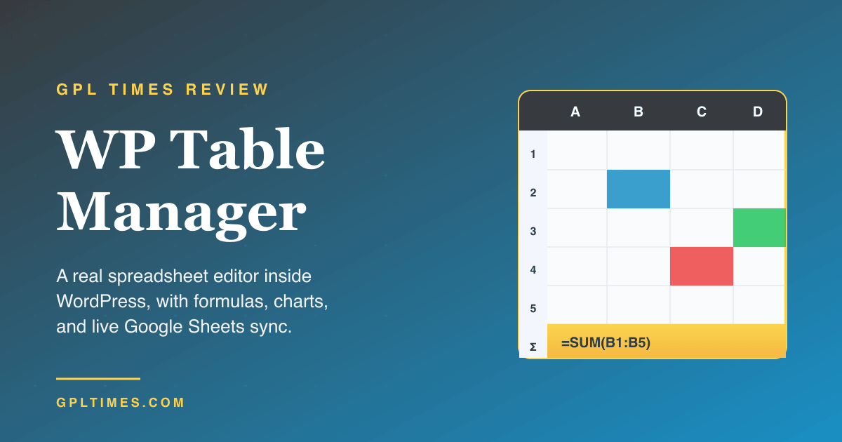 WP Table Manager: an Excel-like spreadsheet table editor for WordPress review on GPL Times