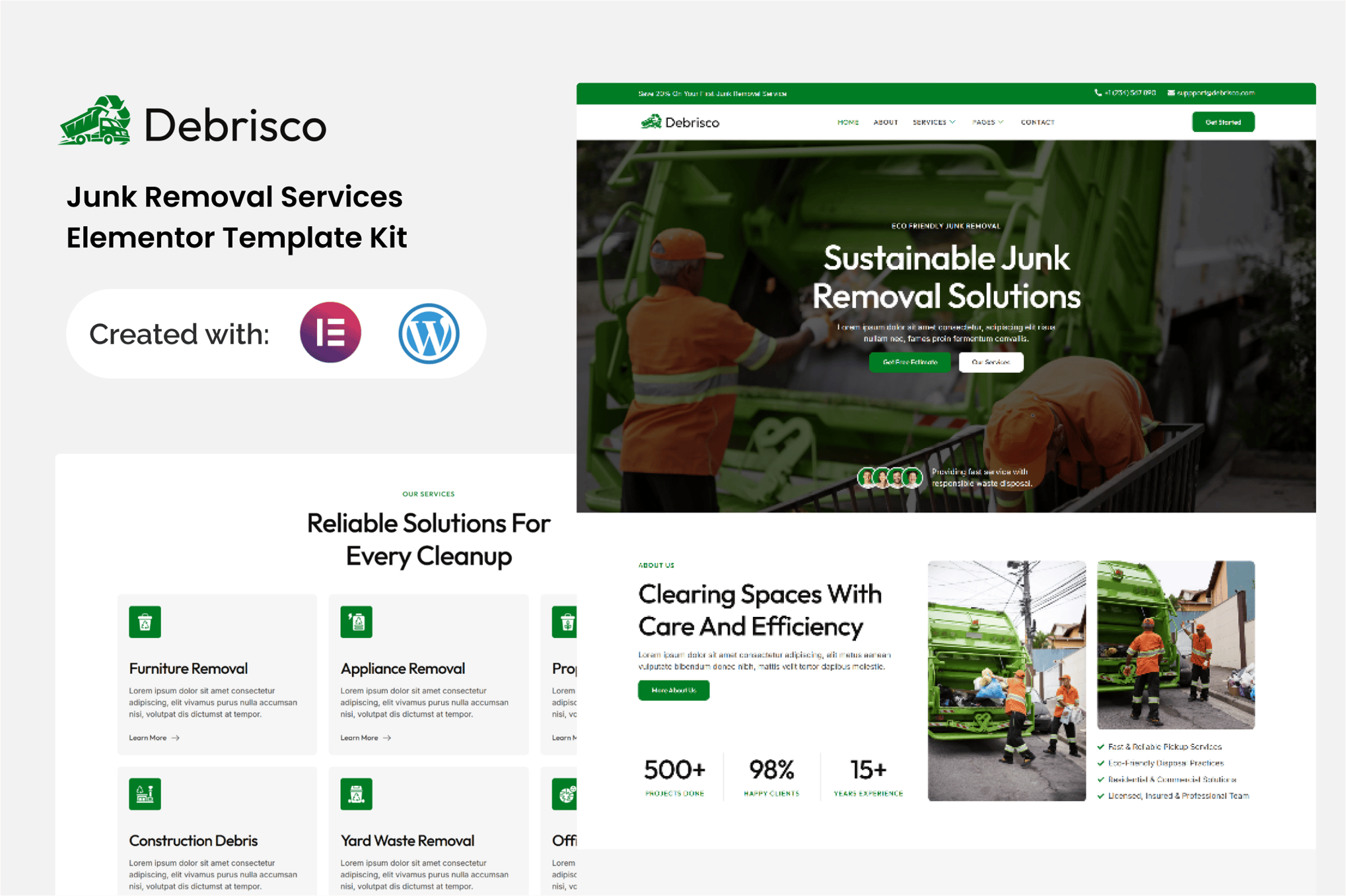 Debrisco - Junk Removal Services Elementor Template Kit
