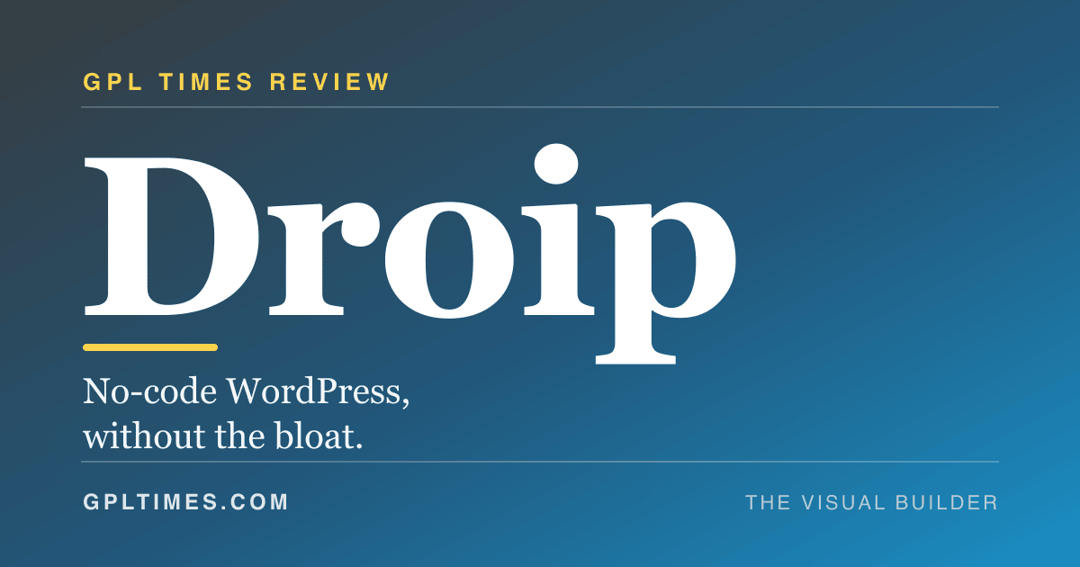 Droip no-code WordPress builder review social card