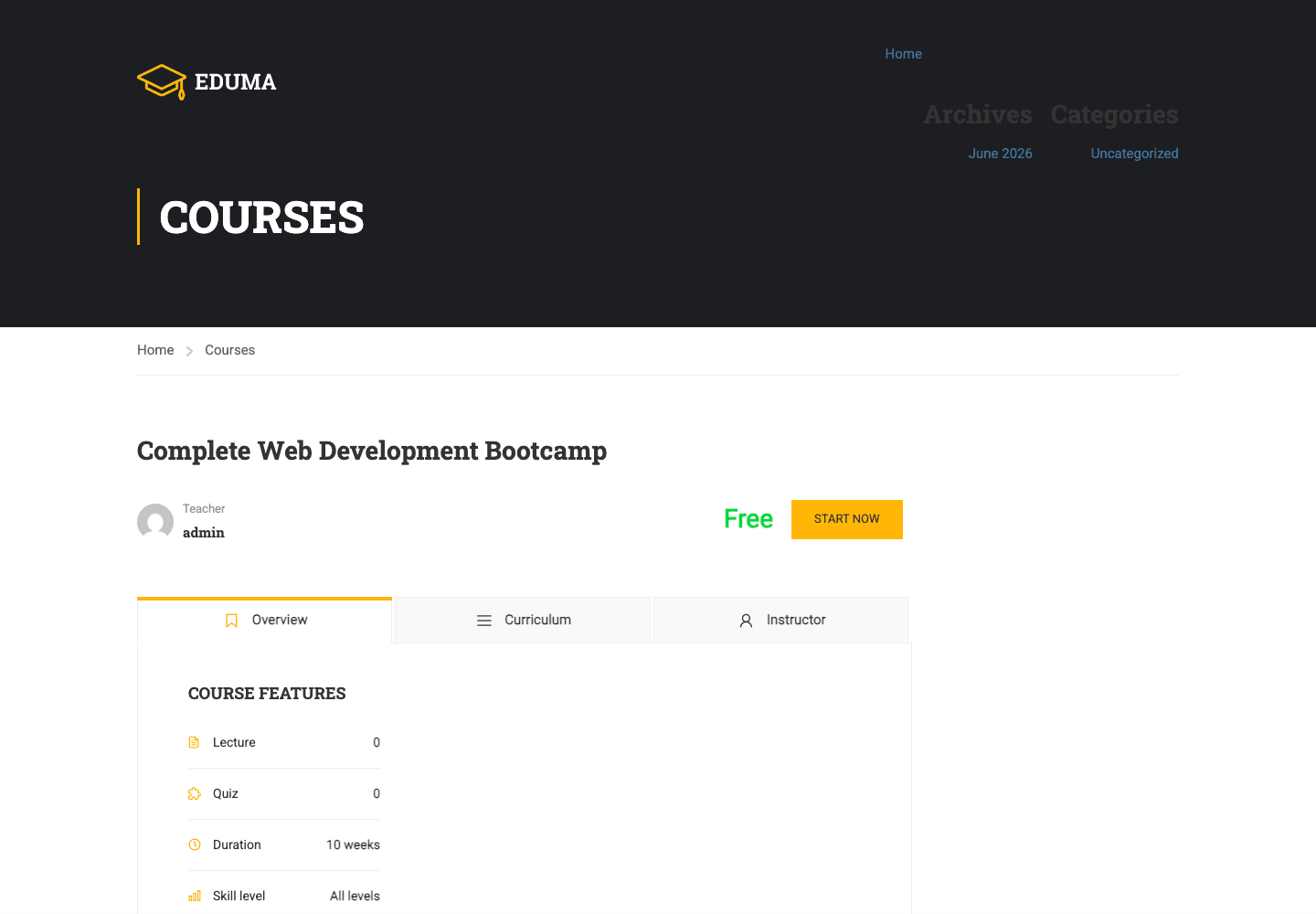 An Eduma theme course page A course on the Eduma theme course template