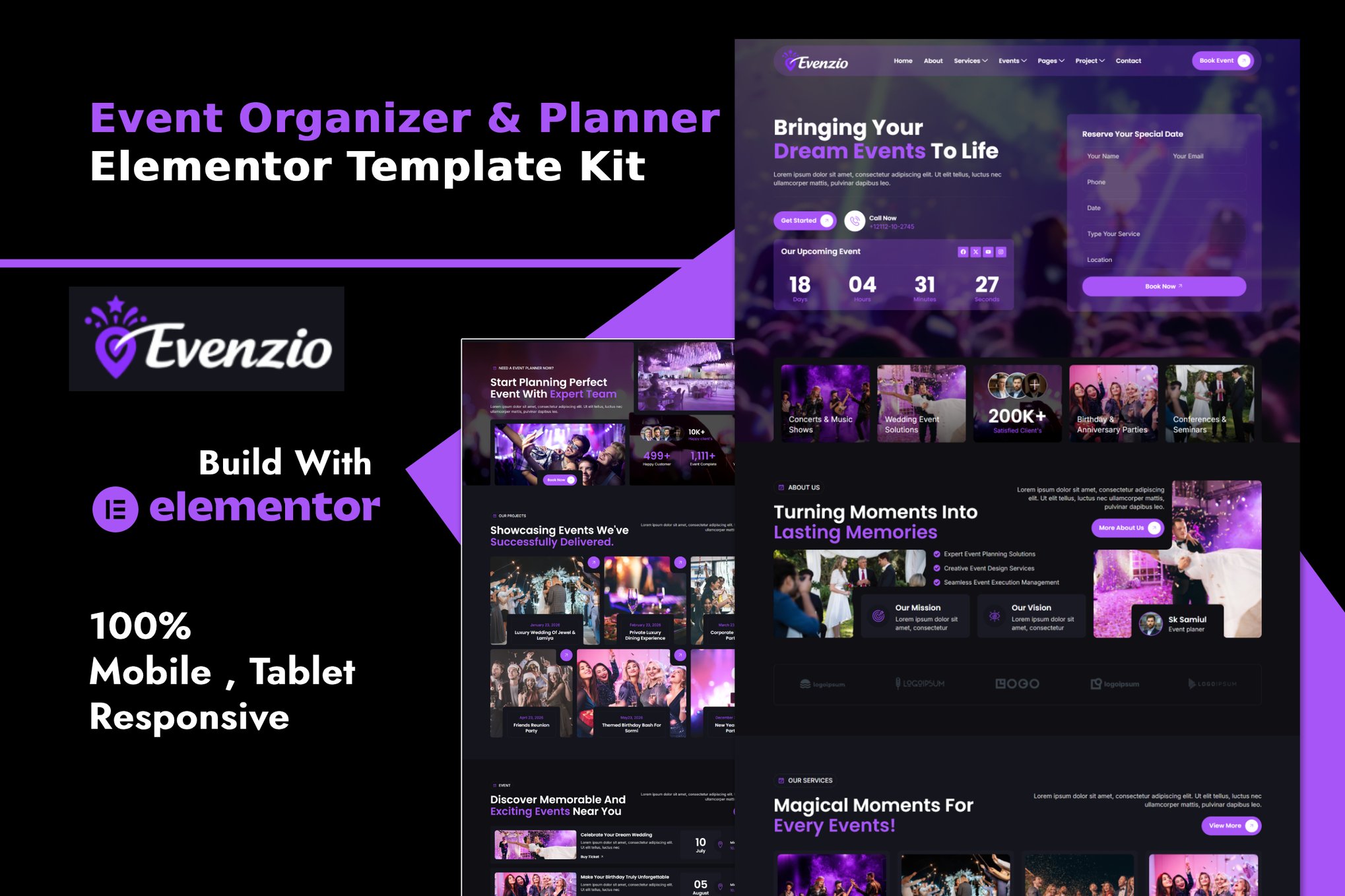 Evenzio - Event Organizer & Planner Elementor Template Kit