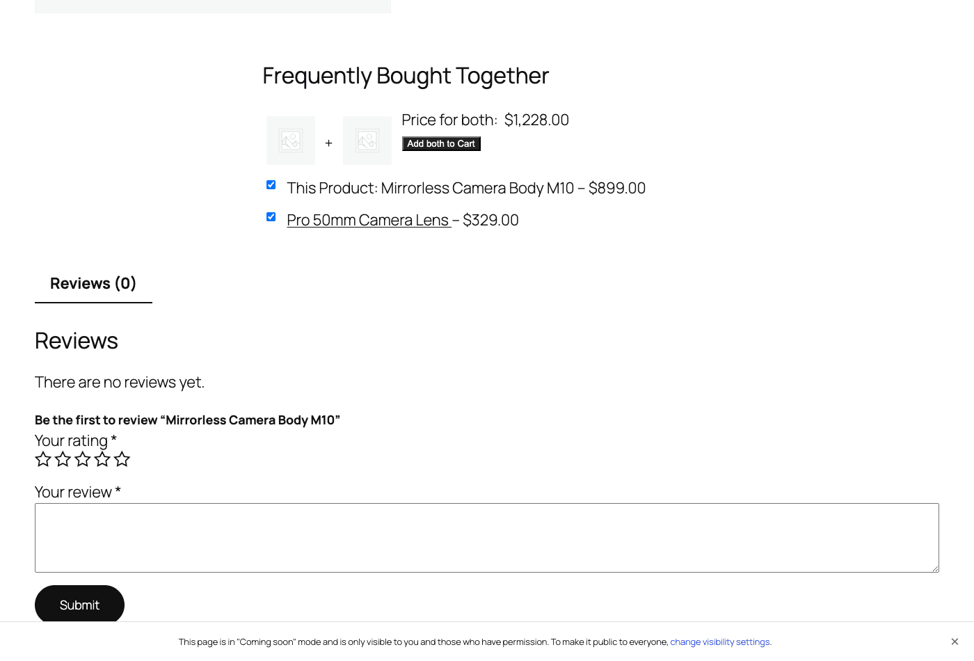 Front-end Frequently Bought Together box with checkboxes and combined price The front-end Frequently Bought Together box on a product page with checkboxes and a combined price