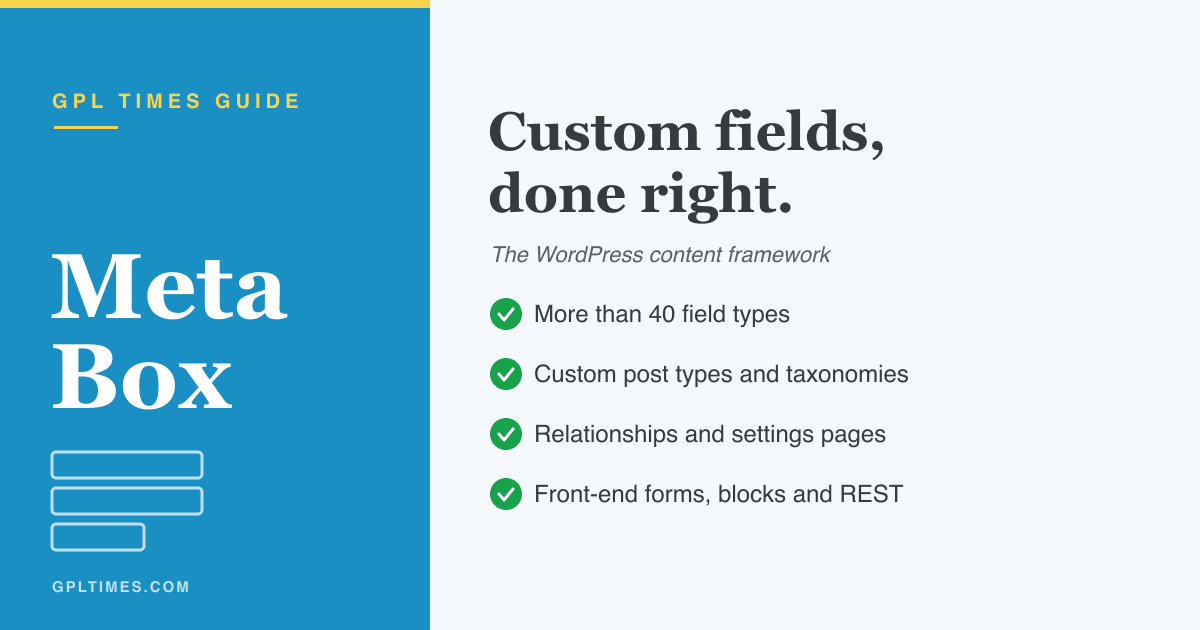 Meta Box custom fields framework for WordPress