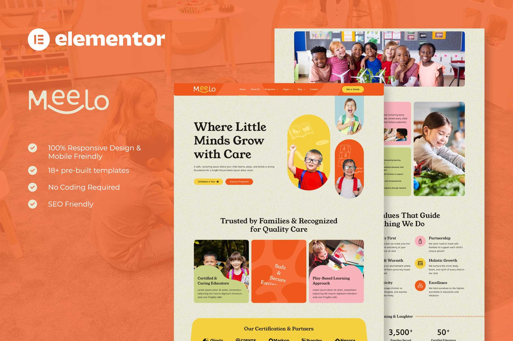 Meelo - Kindergarten & Child Care Elementor Pro Template Kit