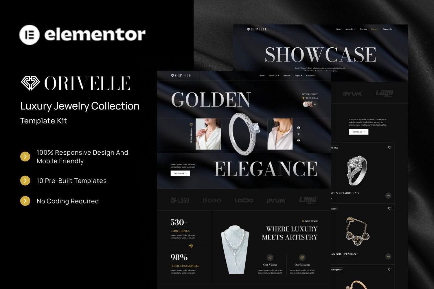 Orivelle - Luxury Jewelry Collection Elementor Template Kit