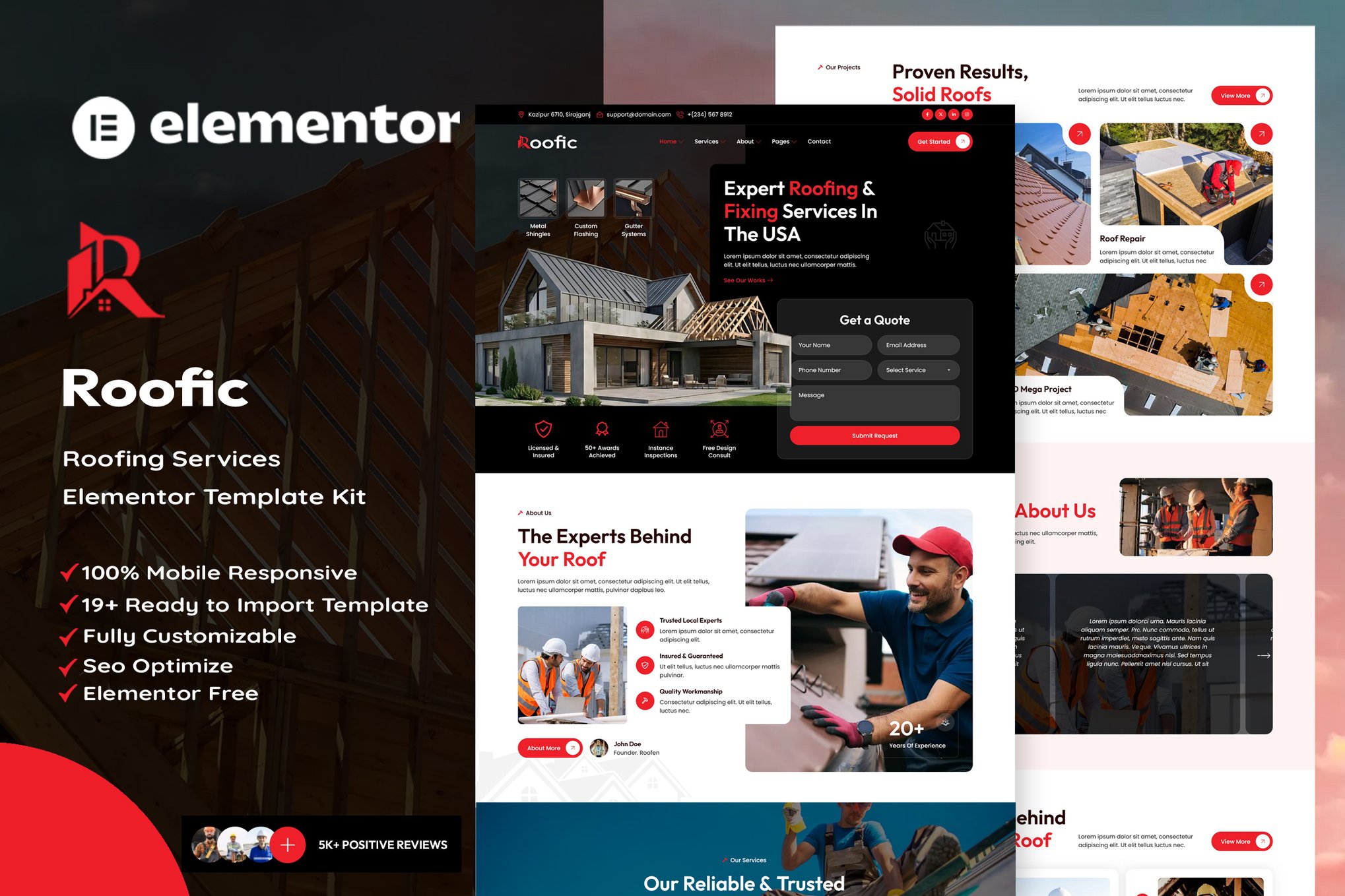 Roofic - Roofing Services Elementor Template Kit