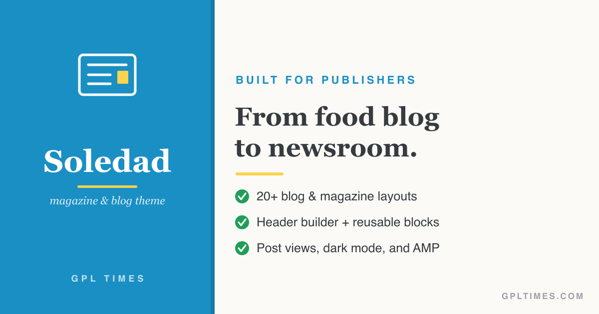 Soledad WordPress magazine and blog theme