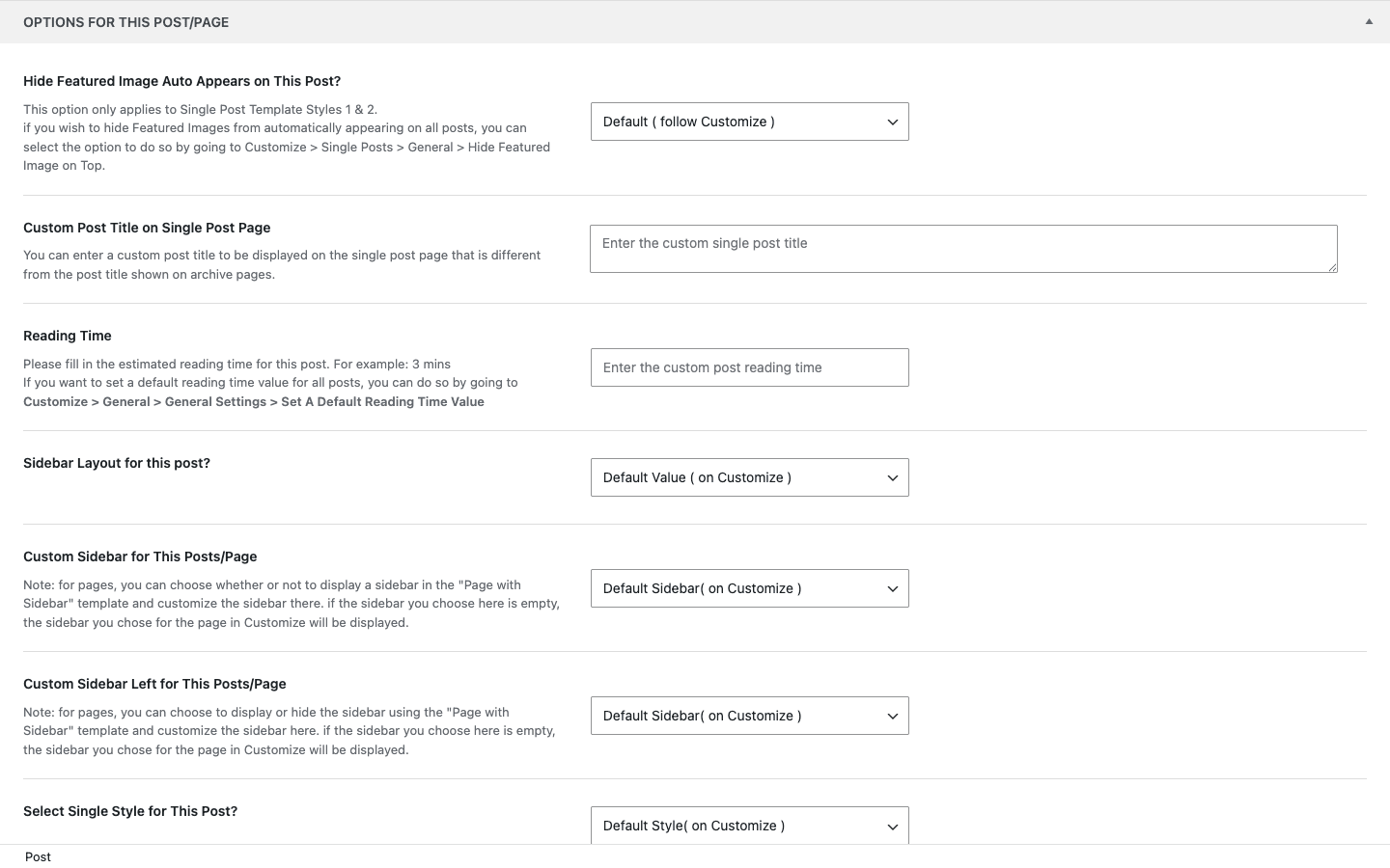 Soledad per-post options meta box Soledad per-post options meta box in the editor