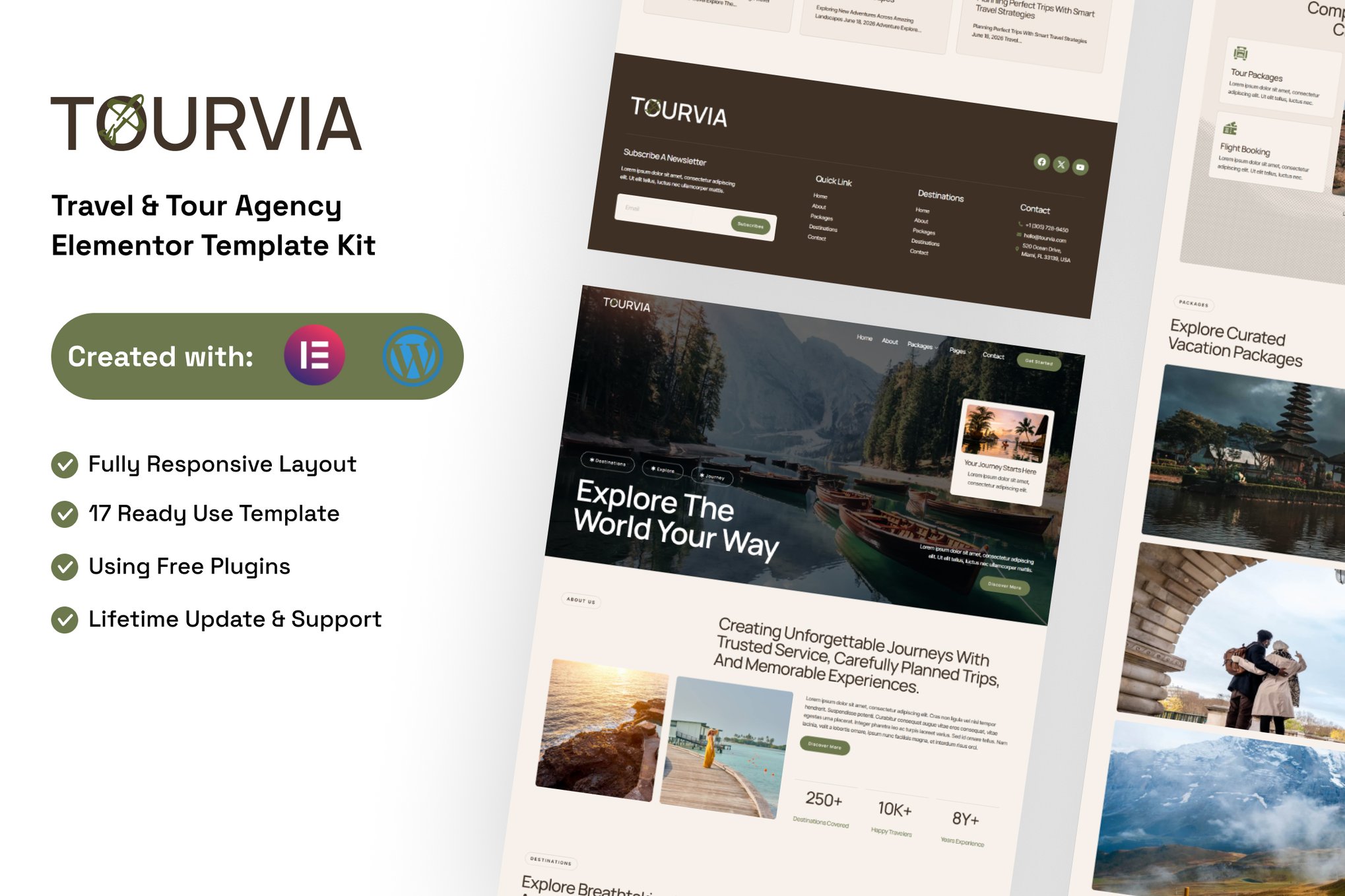 Tourvia - Tour & Travel Booking Agency Elementor Template Kit