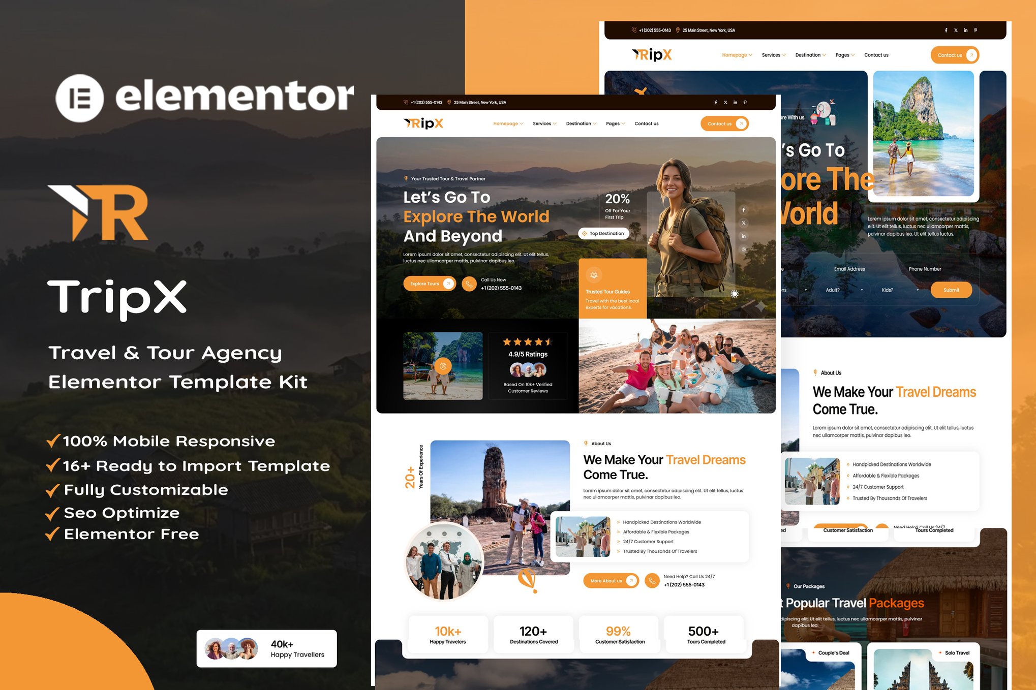 Tripx - Tour & Travel Booking Agency Elementor Template Kit
