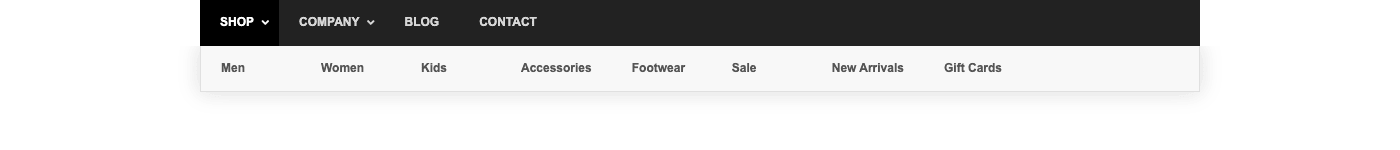 A full-width UberMenu mega submenu rendering a grid of items on the front end