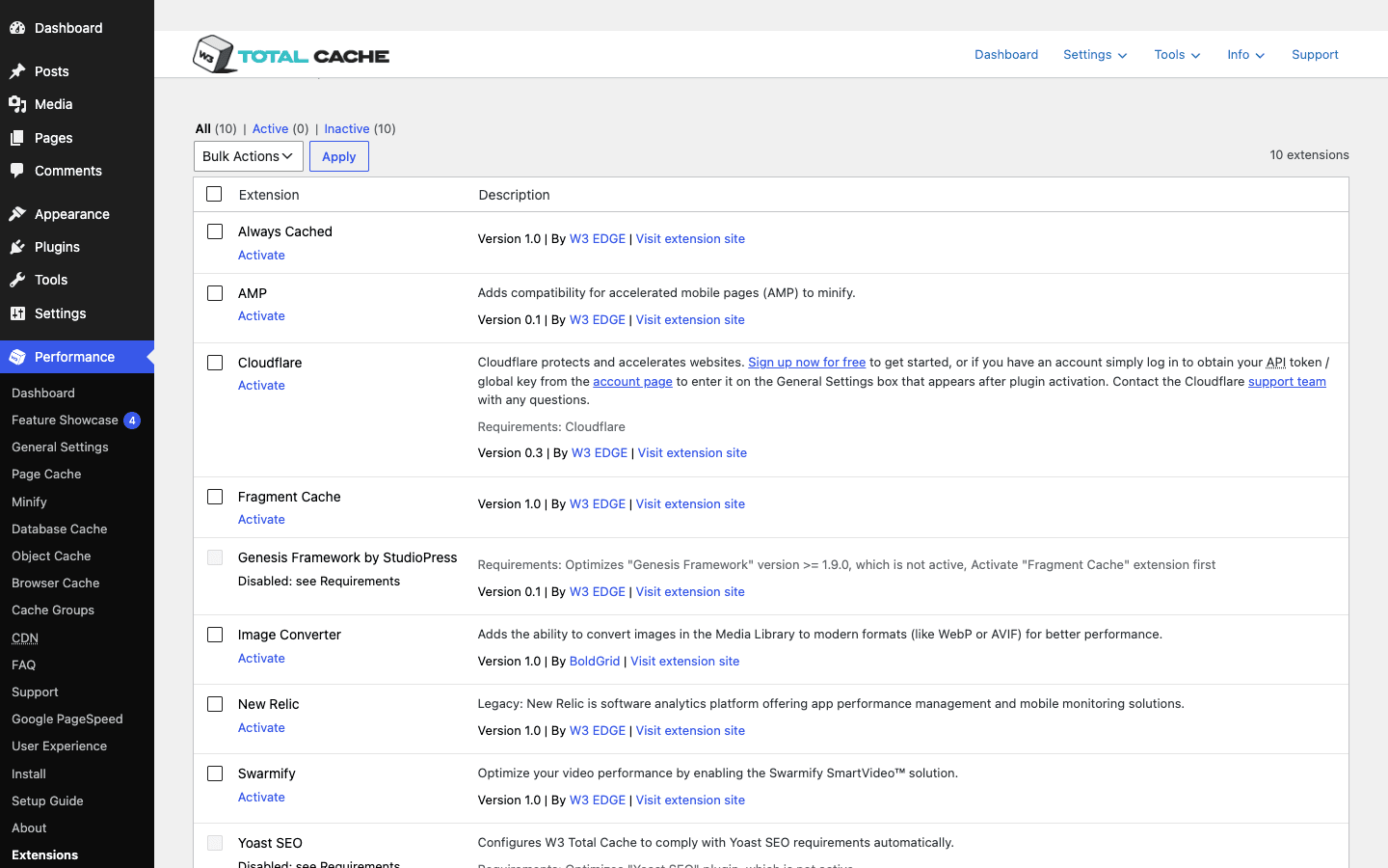 W3 Total Cache Extensions W3 Total Cache Extensions