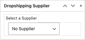 The per-product Dropshipping Supplier box Assigning a product to its supplier with the per-product Dropshipping Supplier dropdown in the product editor