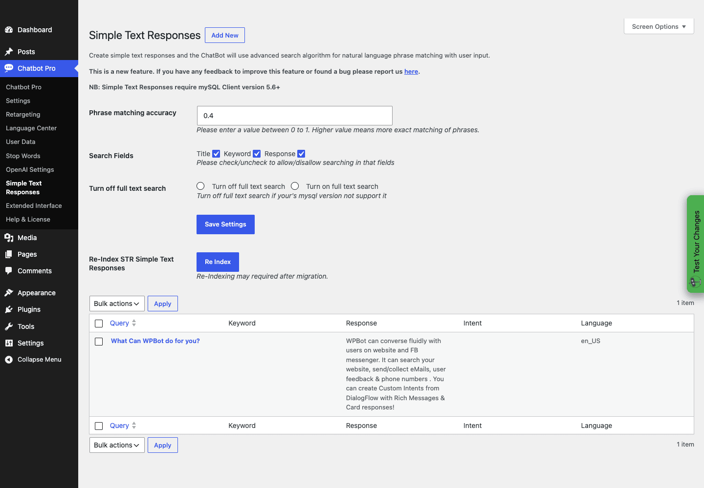 WPBot Pro Simple Text Responses WPBot Pro Simple Text Responses, the FAQ engine