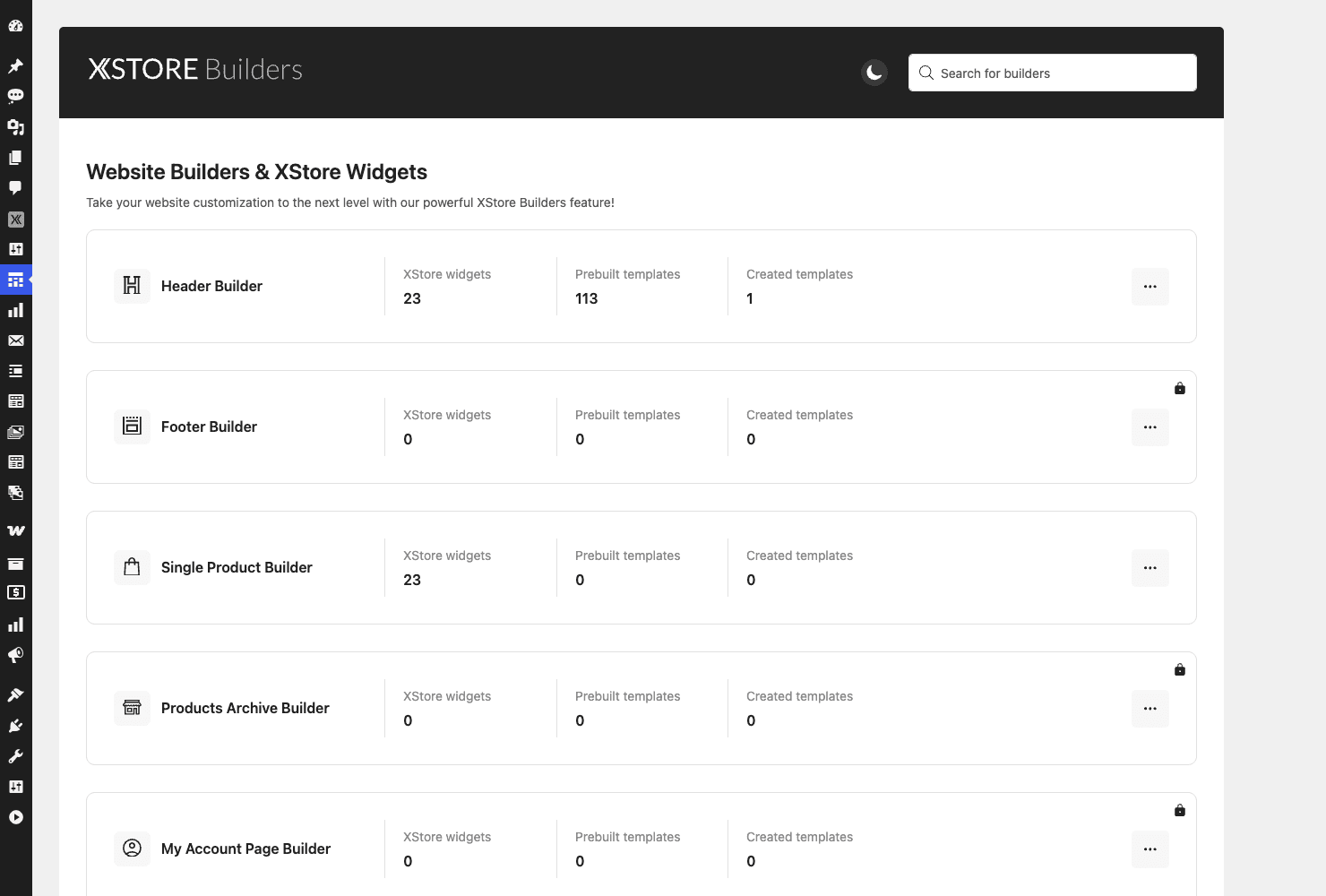 XStore Builders overview XStore Builders overview: header, footer, single product, archive builders