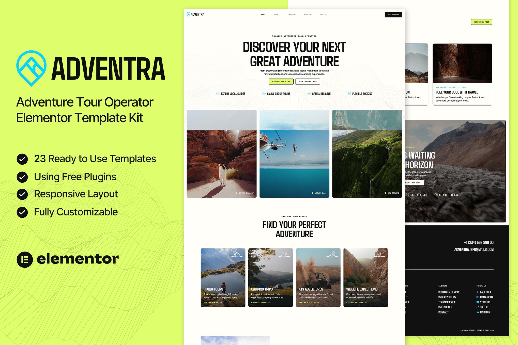 Adventra – Adventure Tour Operator Elementor Template Kit