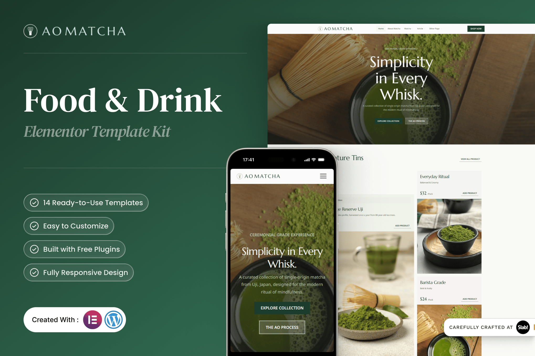 AOMatcha - Food & Drink Elementor Template Kit