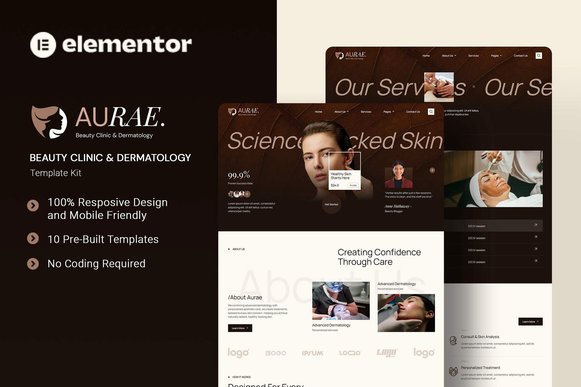 Aurae - Beauty Cllinic & Dermatology Elementor Template Kit