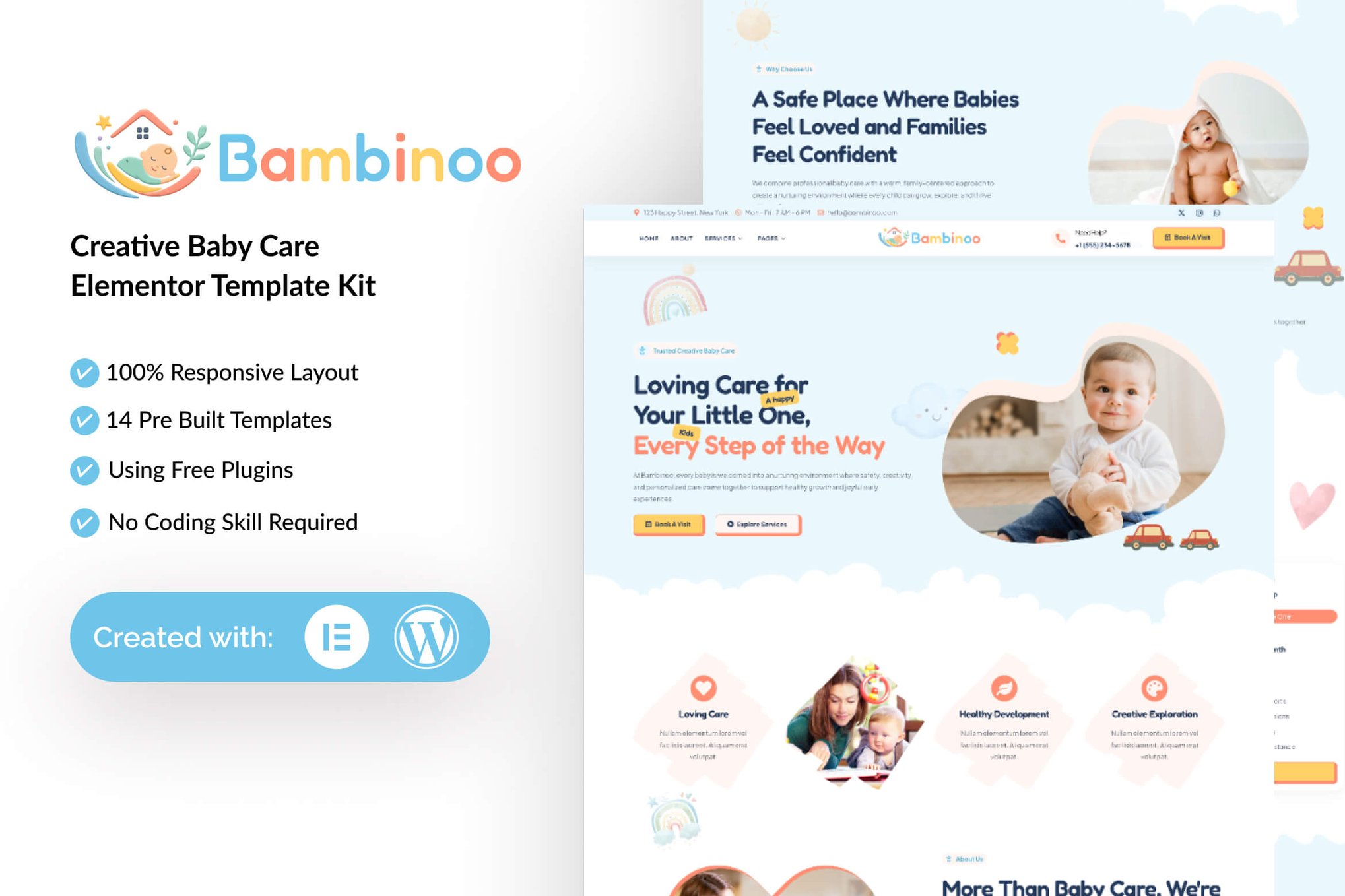 Bambinoo - Creative Baby Care Elementor Template Kit