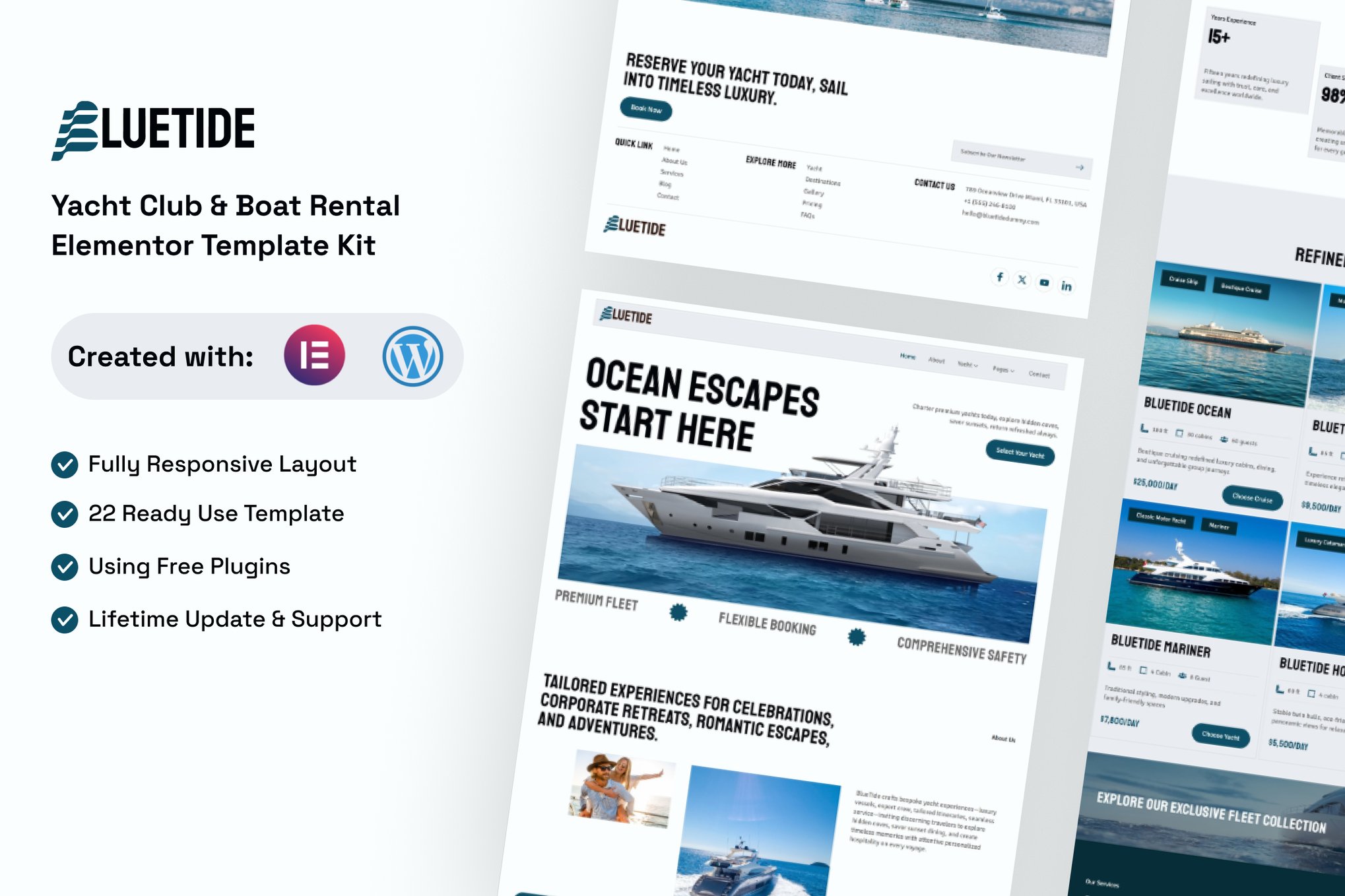 Bluetide - Yacht Club & Boat Rental Elementor Template Kit