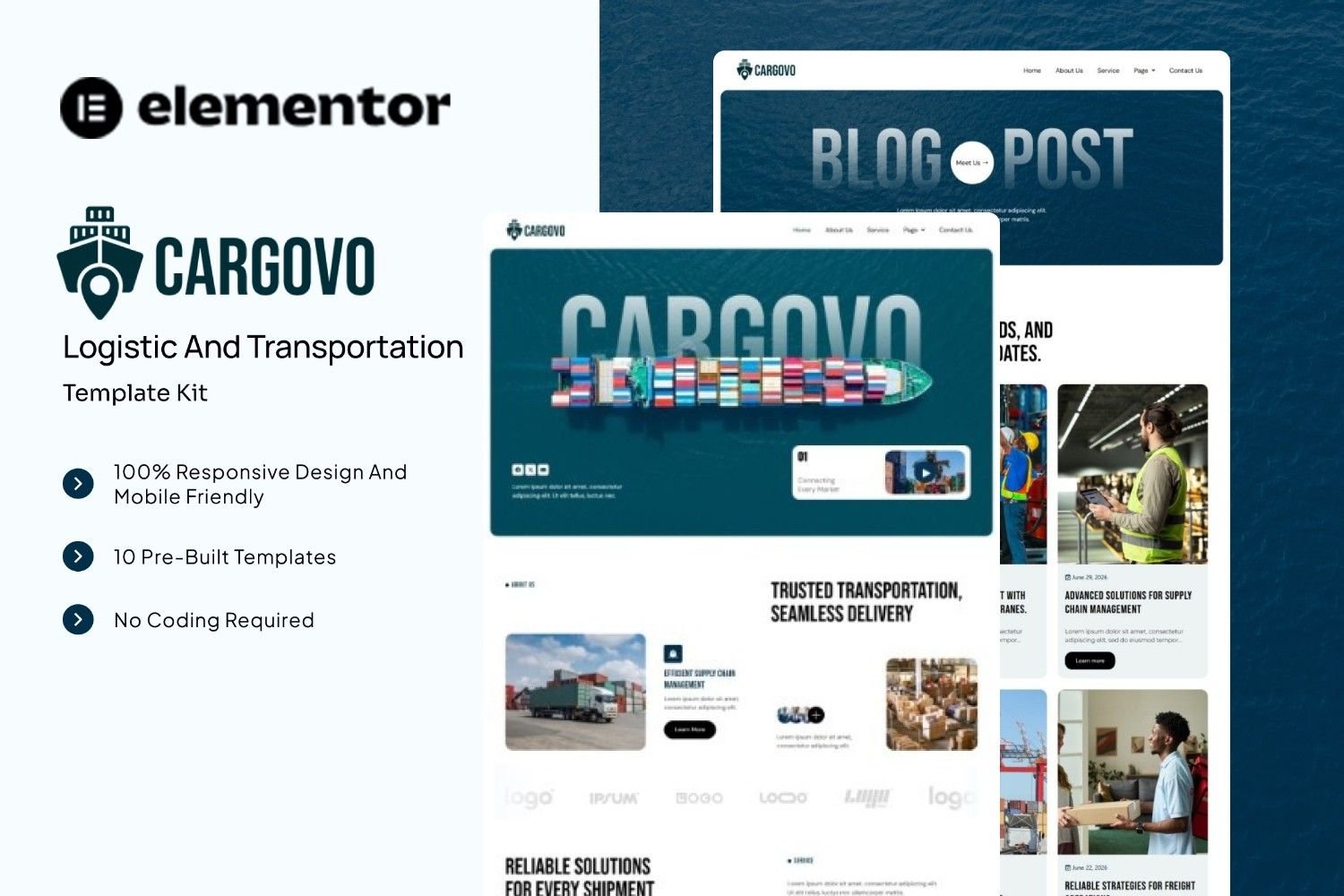 Cargovo – Logistic and Transportation Elementor Template Kit