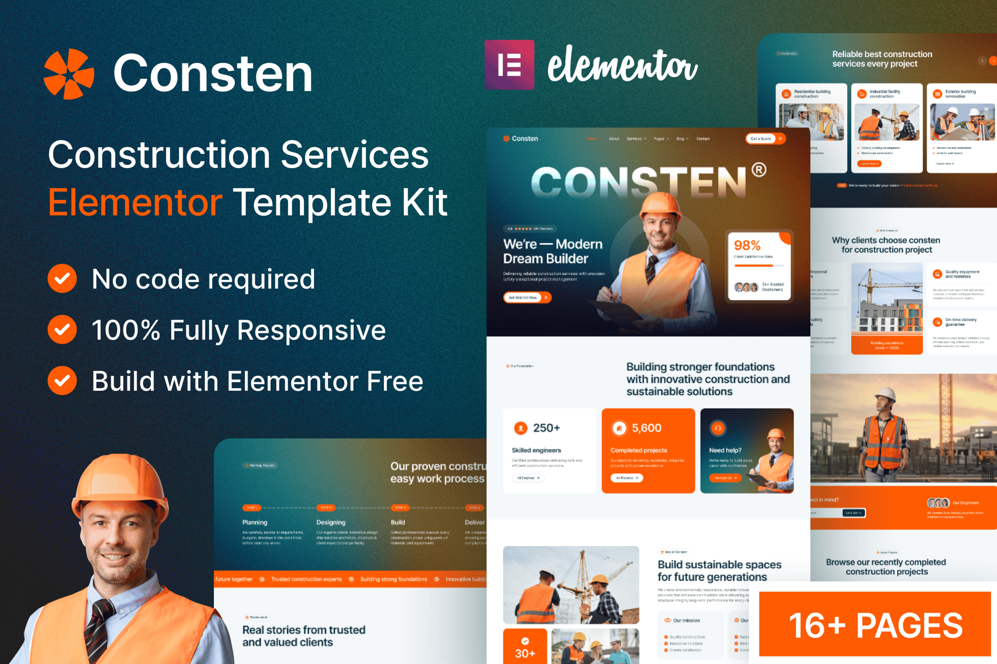 Consten — Construction Services Elementor Template Kit