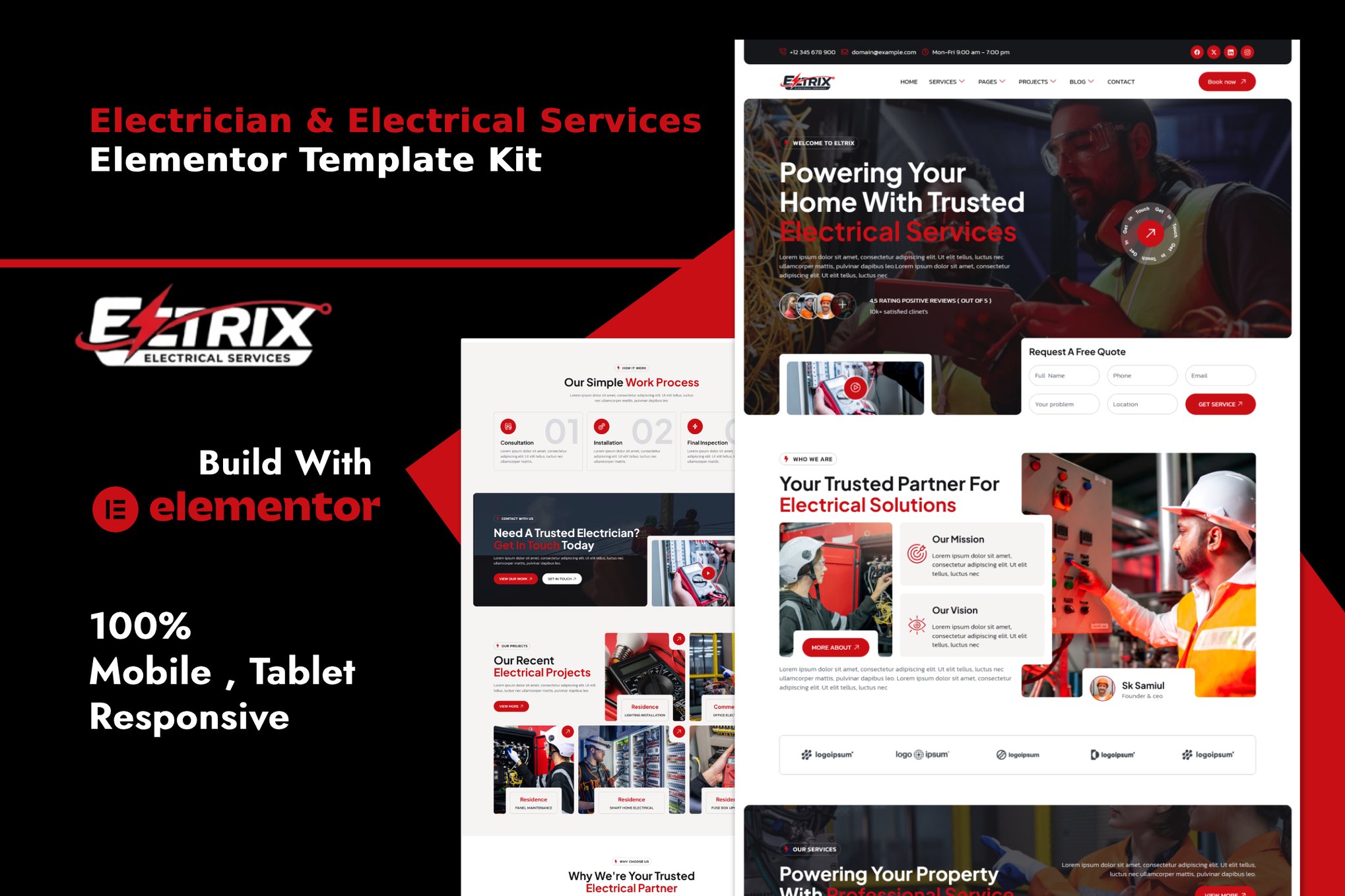 Eltrix - Electrician & Electrical Services Elementor Template Kit