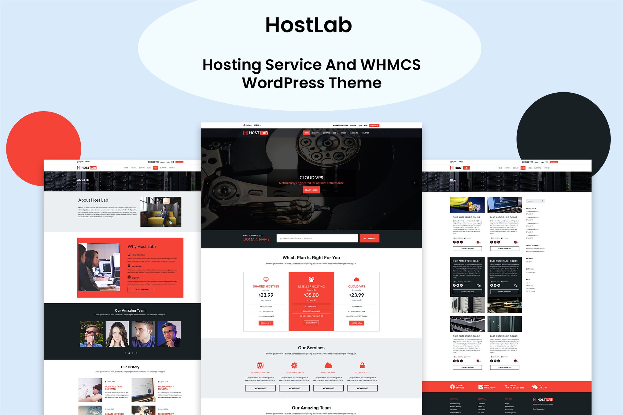 HostLab - Hosting Service And WHMCS WordPress 1.0