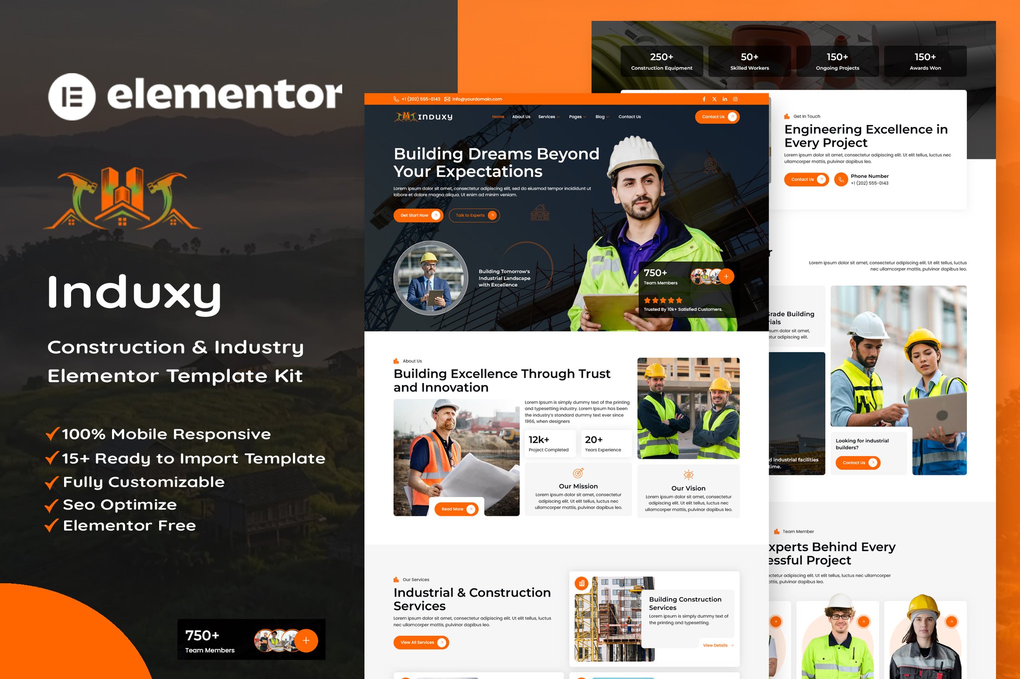 Induxy - Construction & Industry Elementor Template Kit
