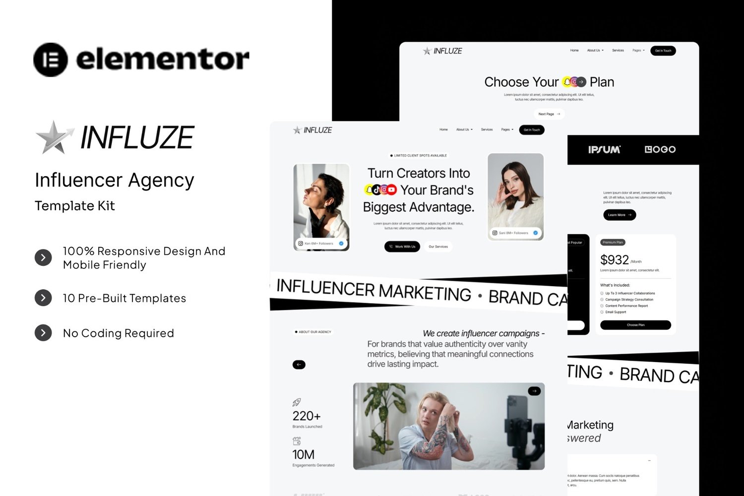 Influze – Influencer Agency Elementor Template Kit