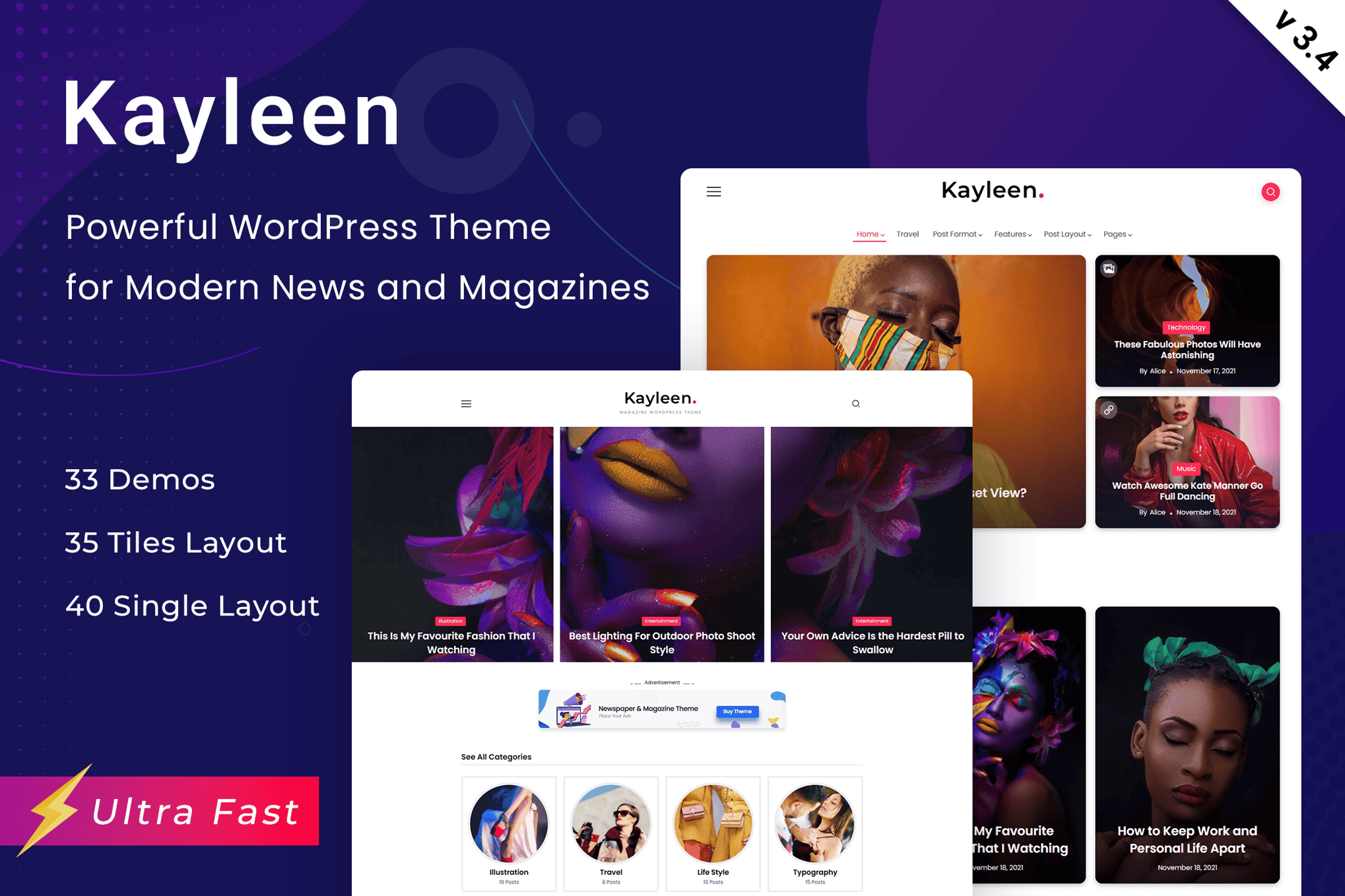 Kayleen | Blog & Magazine WordPress Theme 3.4