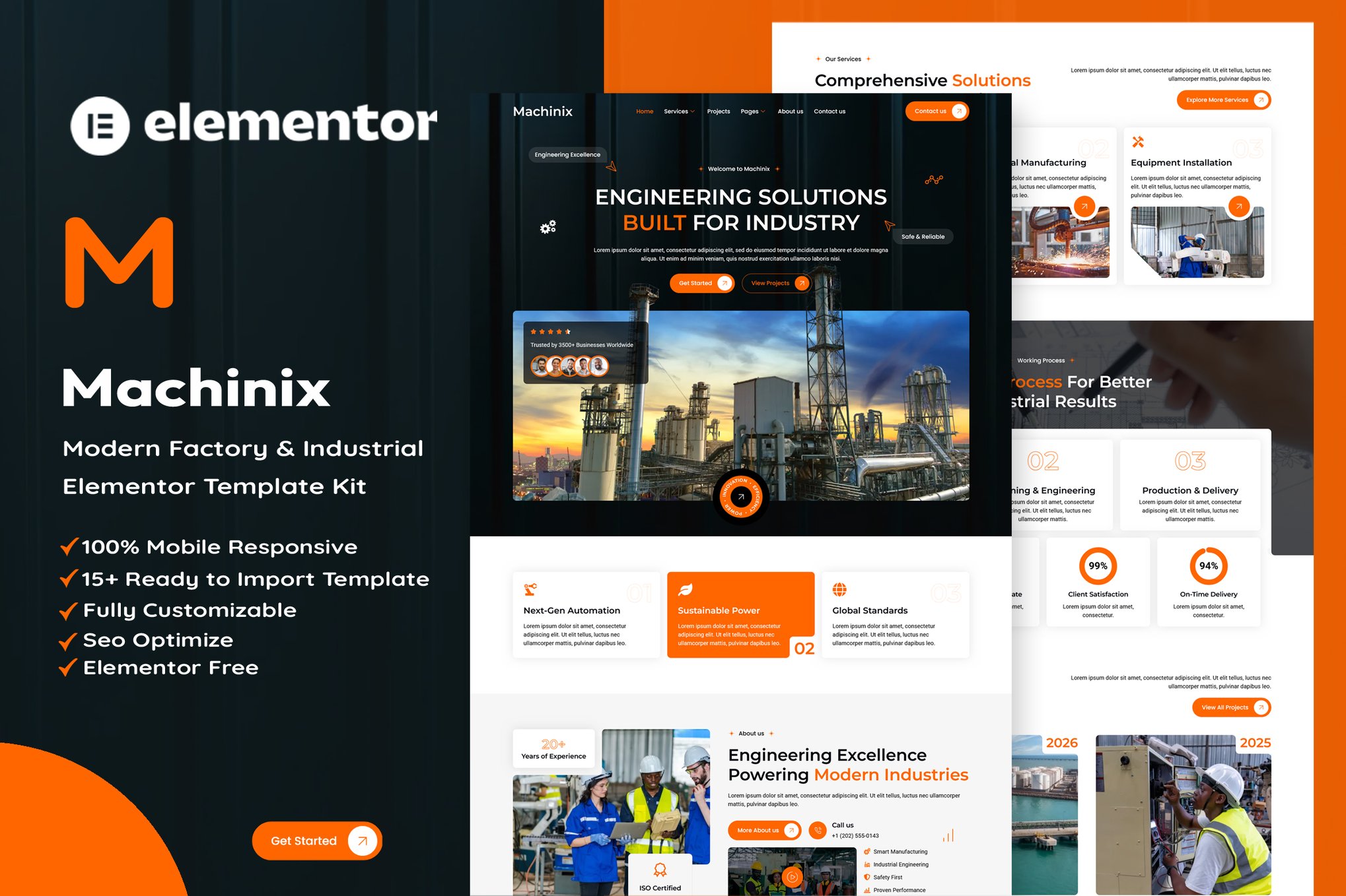 Machinix – Modern Factory & Industrial Elementor Template Kit