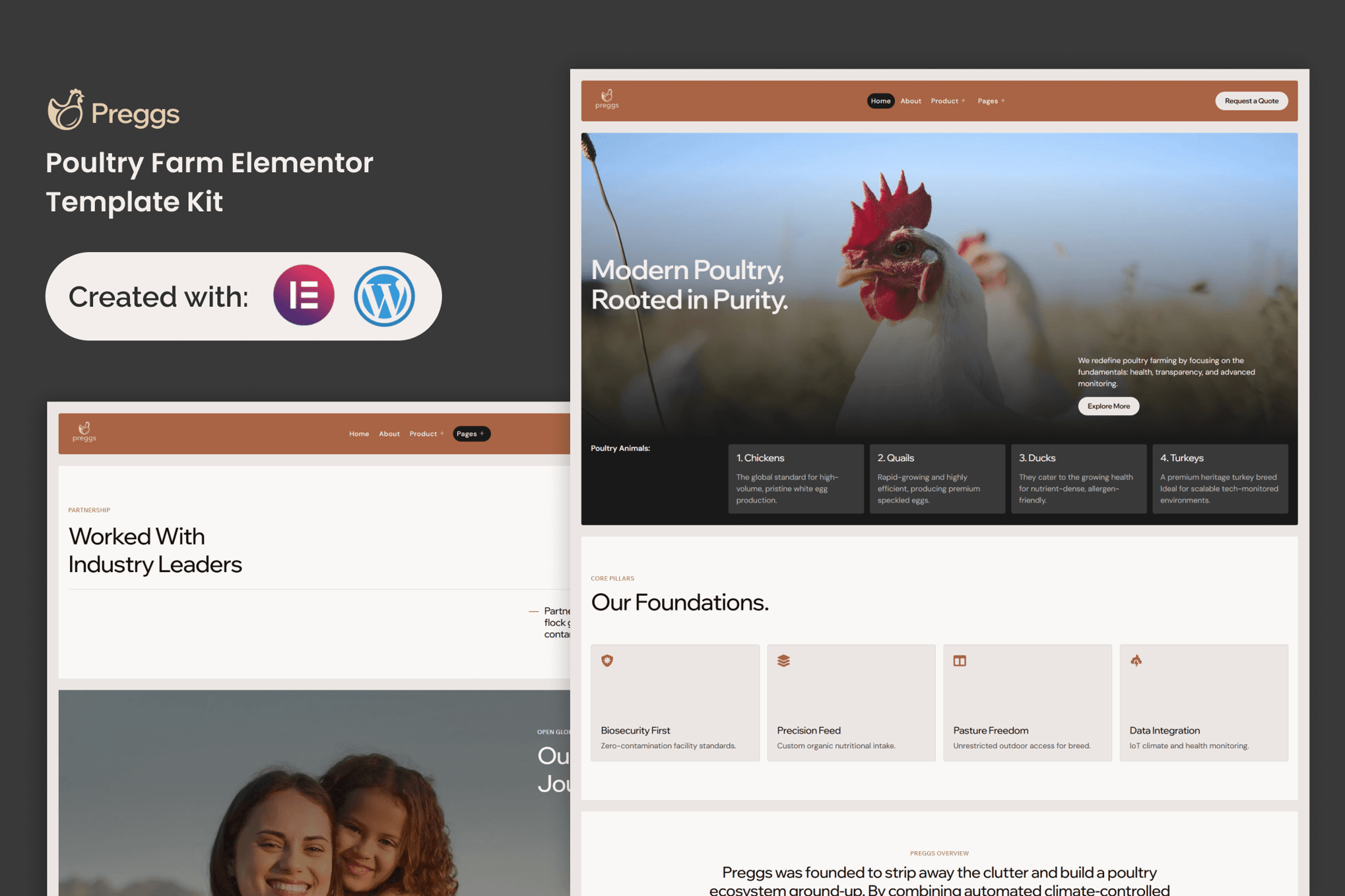 Preggs - Modern Poultry Farm Elementor Template Kit