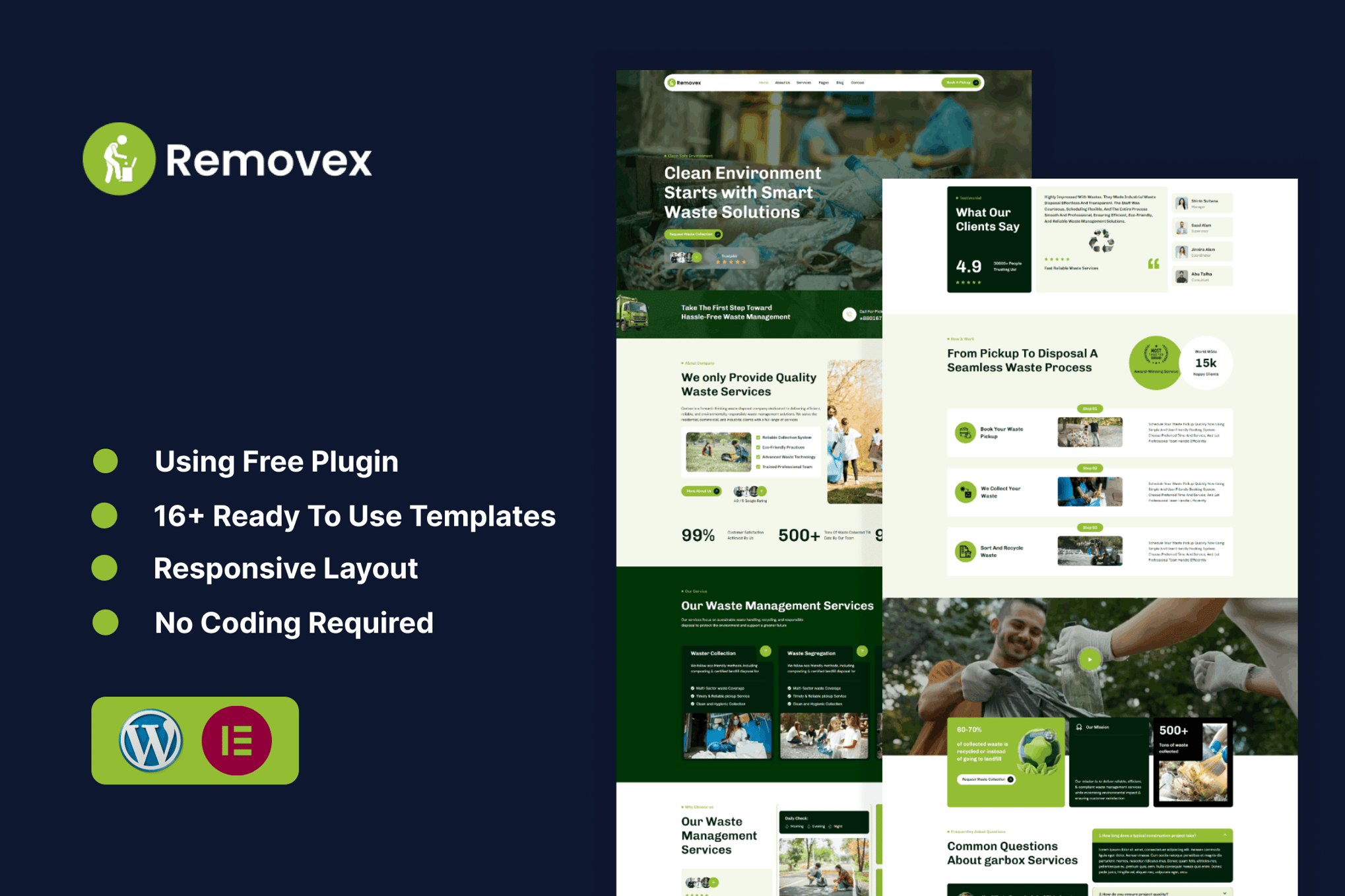 Removex - Junk Removal & Waste Management Elementor Template Kit
