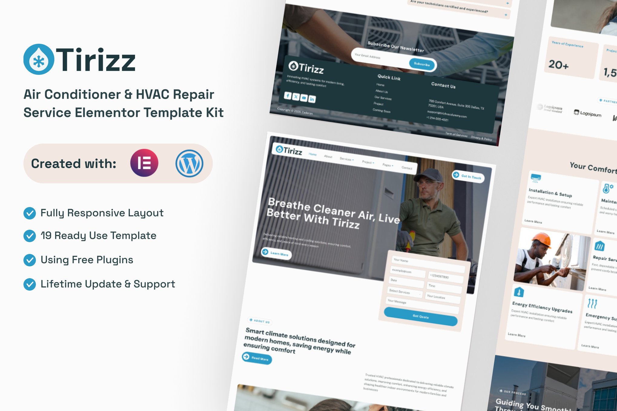Tirizz - Air Conditioner & HVAC Repair Service Elementor Template Kit