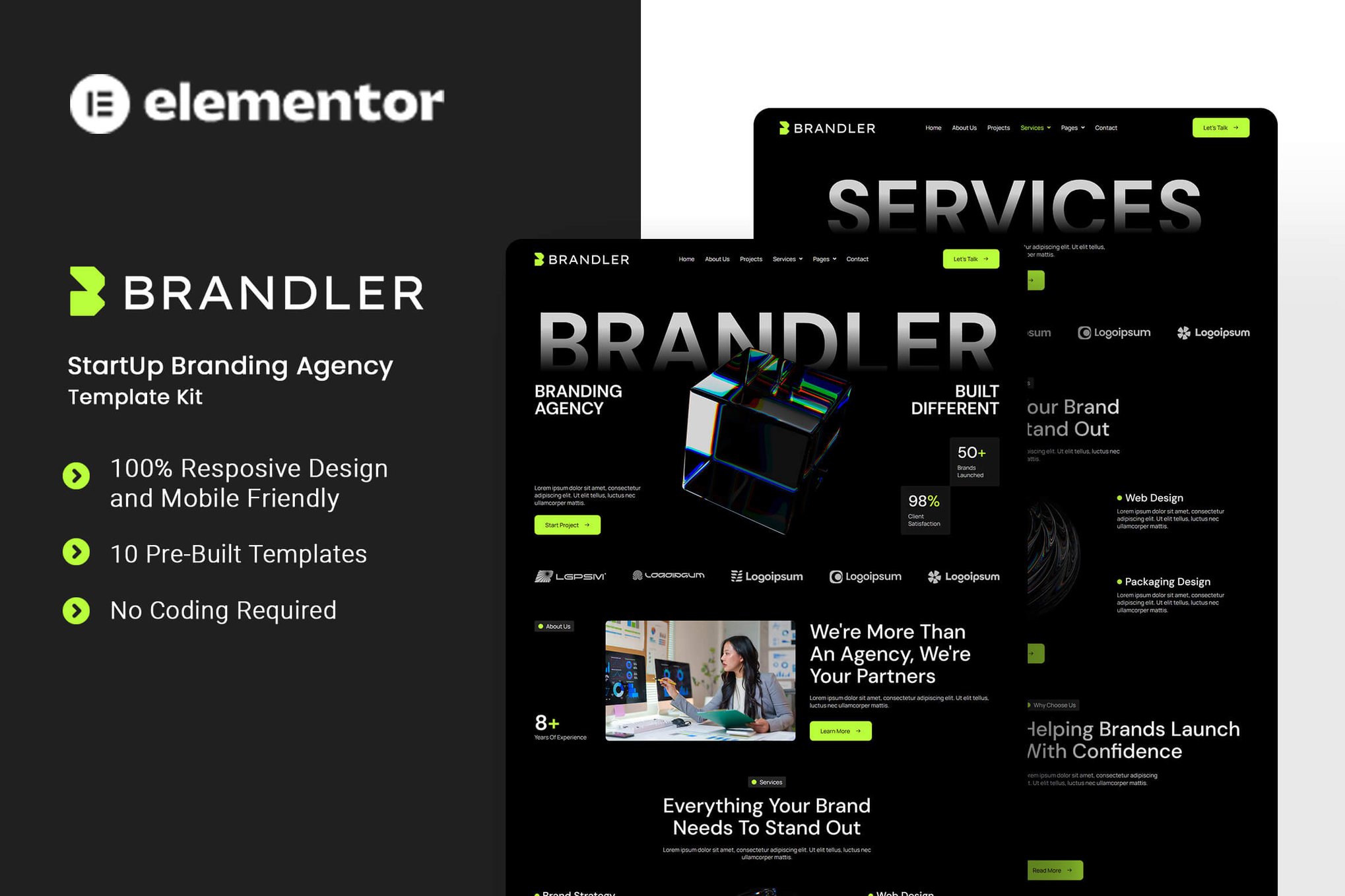 Brandler - StartUp Branding Agency Elementor Template Kit