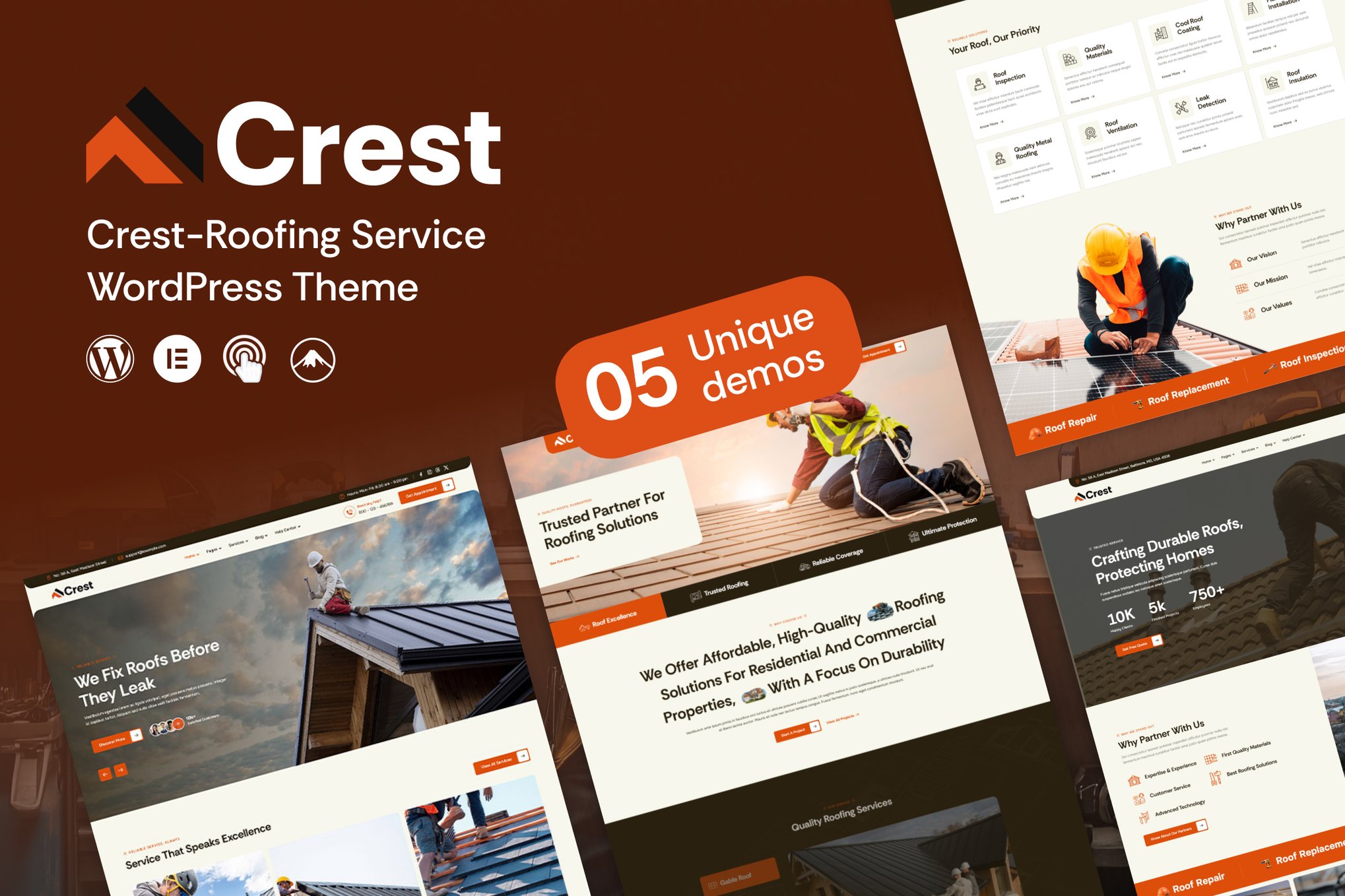 Crest - Roofing Services WordPress Theme 1.0.3