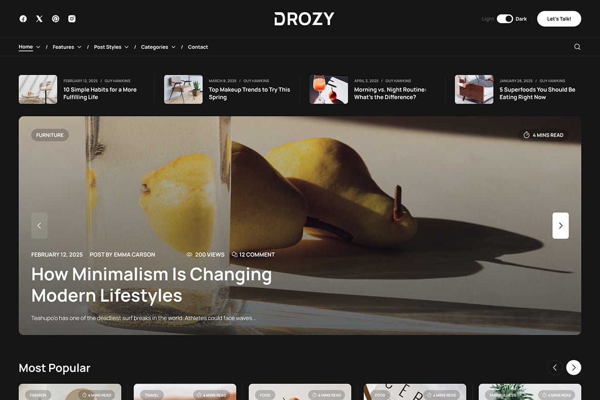 Drozy - Modern Blog & Magazine WordPress Theme 1.0.0
