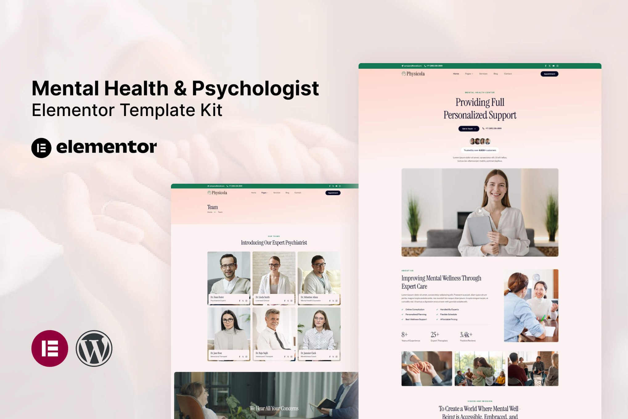 Physicola - Mental Health & Psychologist Elementor Template Kit
