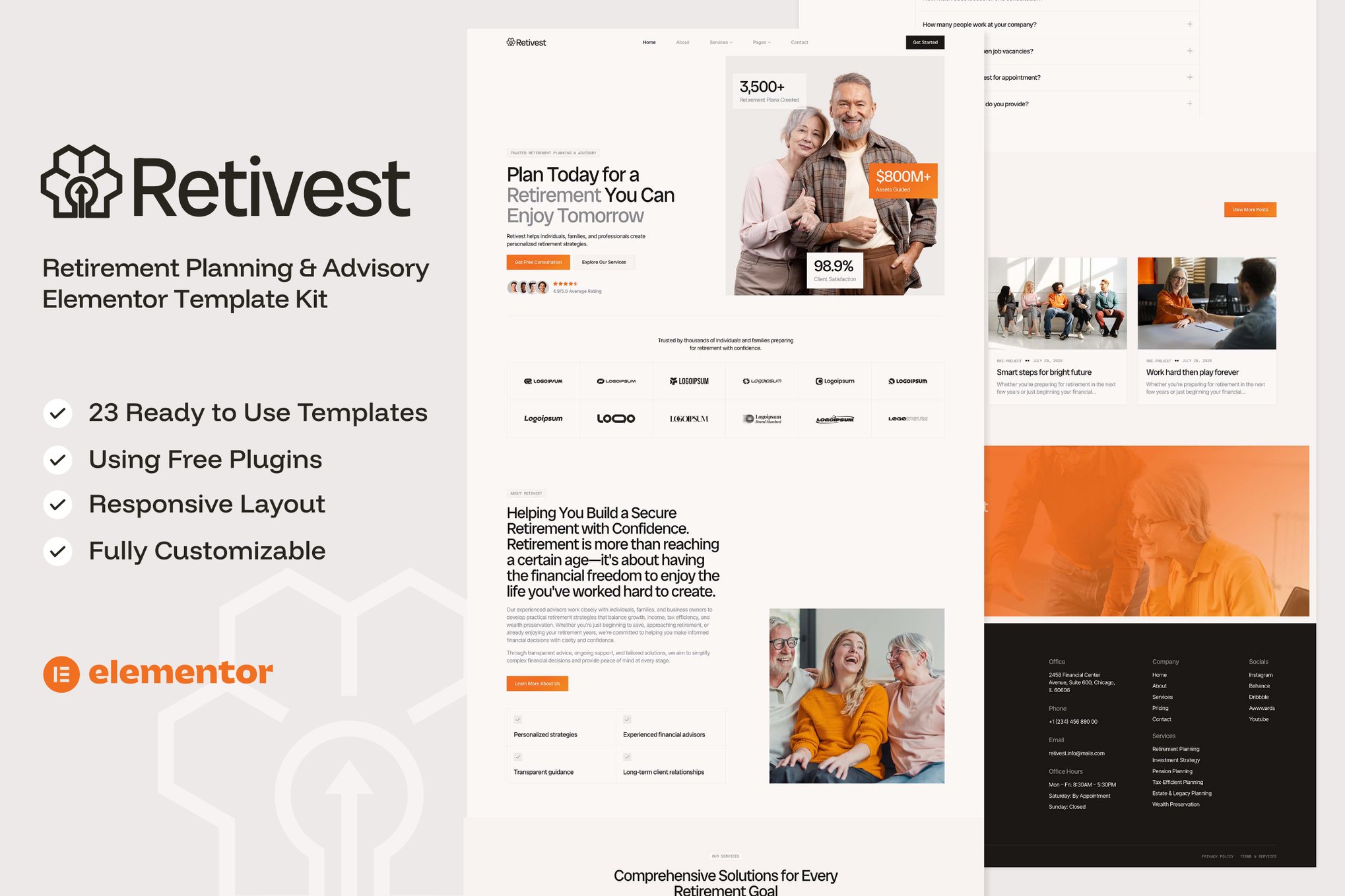 Retivest – Retirement Planning & Advisory Elementor Template Kit