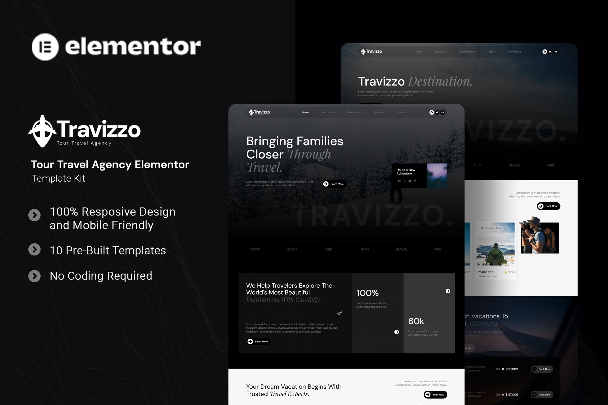 Travizzo - Tour Travel Agency Elementor Template Kit