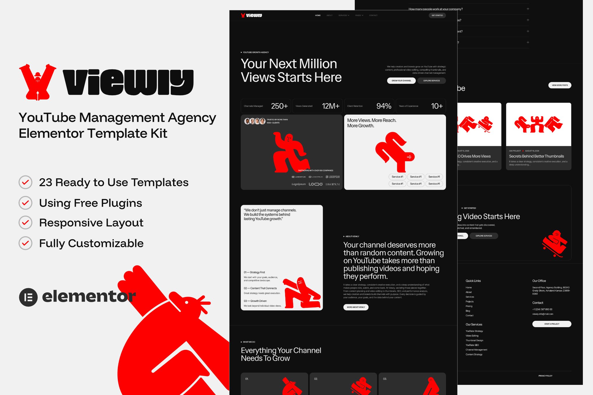 Viewly — YouTube Management Agency Elementor Template Kit