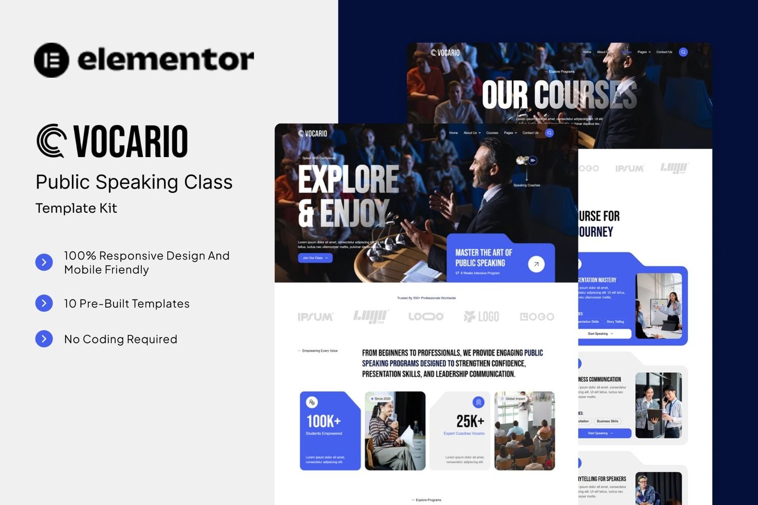 Vocario - Public Speaking Class Elementor Template Kit